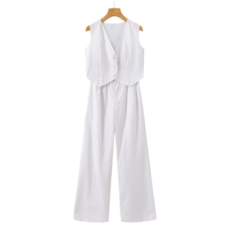 **Ensemble Old Money Classy Lady - Linen 2-pièces** White / S