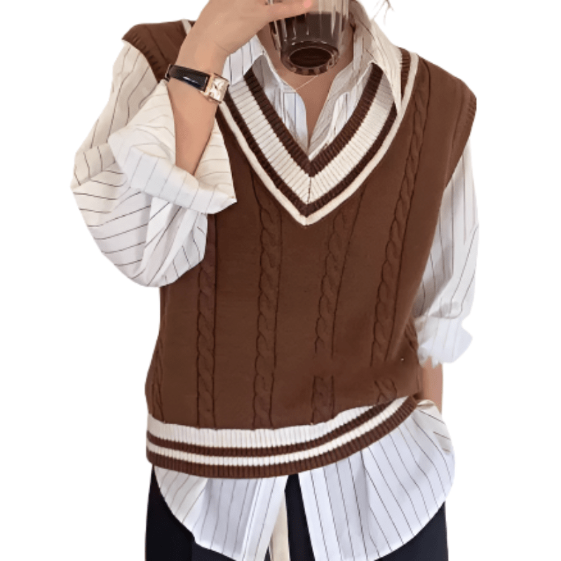 **Gilet Rich Lady Old Money - Élégant et Confortable** Brown Knitwear