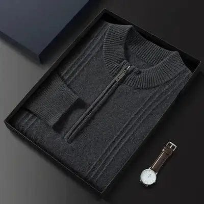 Old Money 100% Cardigan Cashmere Half Zip Black / S