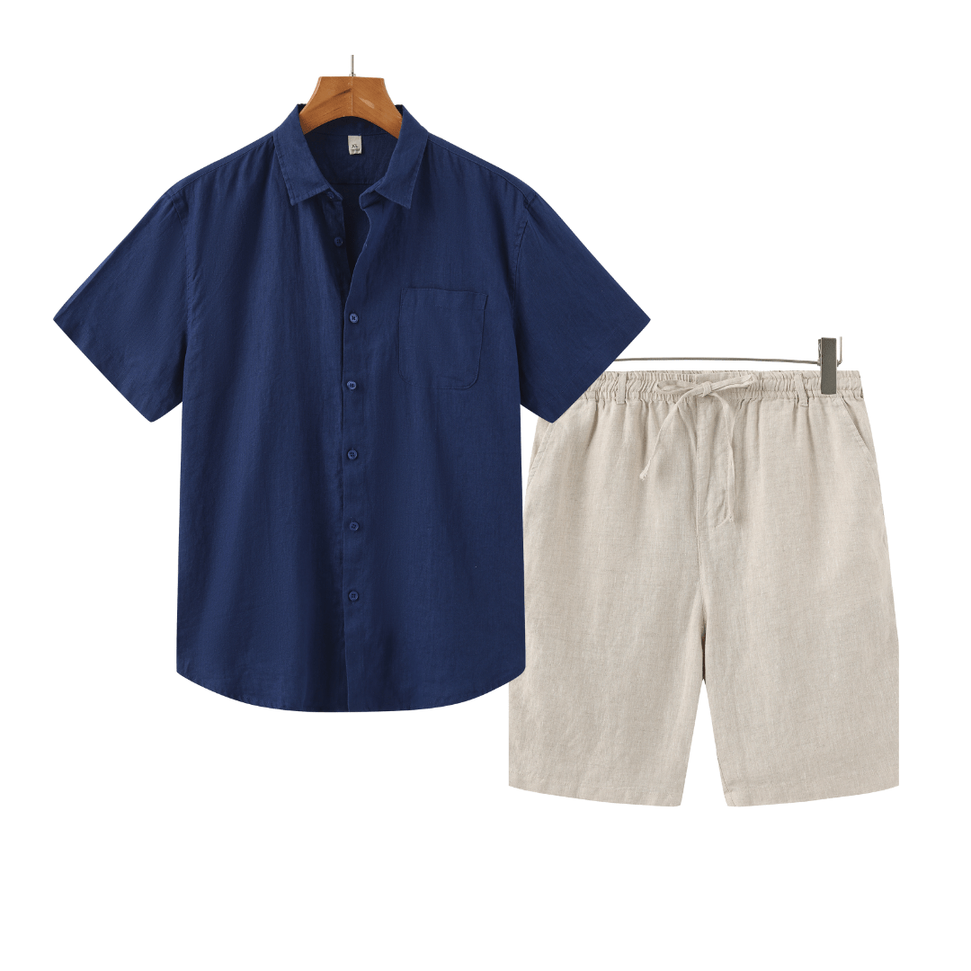 **Old Money Linen Combo (Shorts) - 100% Linen, Confort et Élégance**