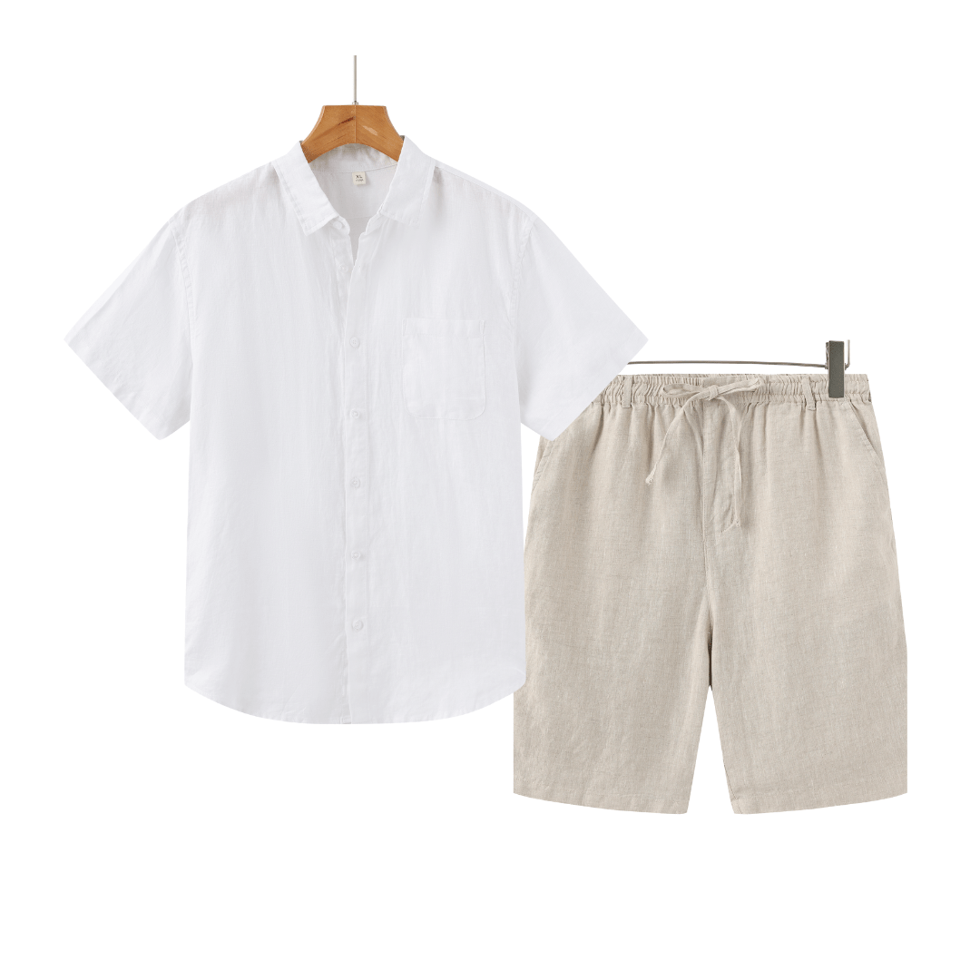 **Old Money Linen Combo (Shorts) - 100% Linen, Confort et Élégance**