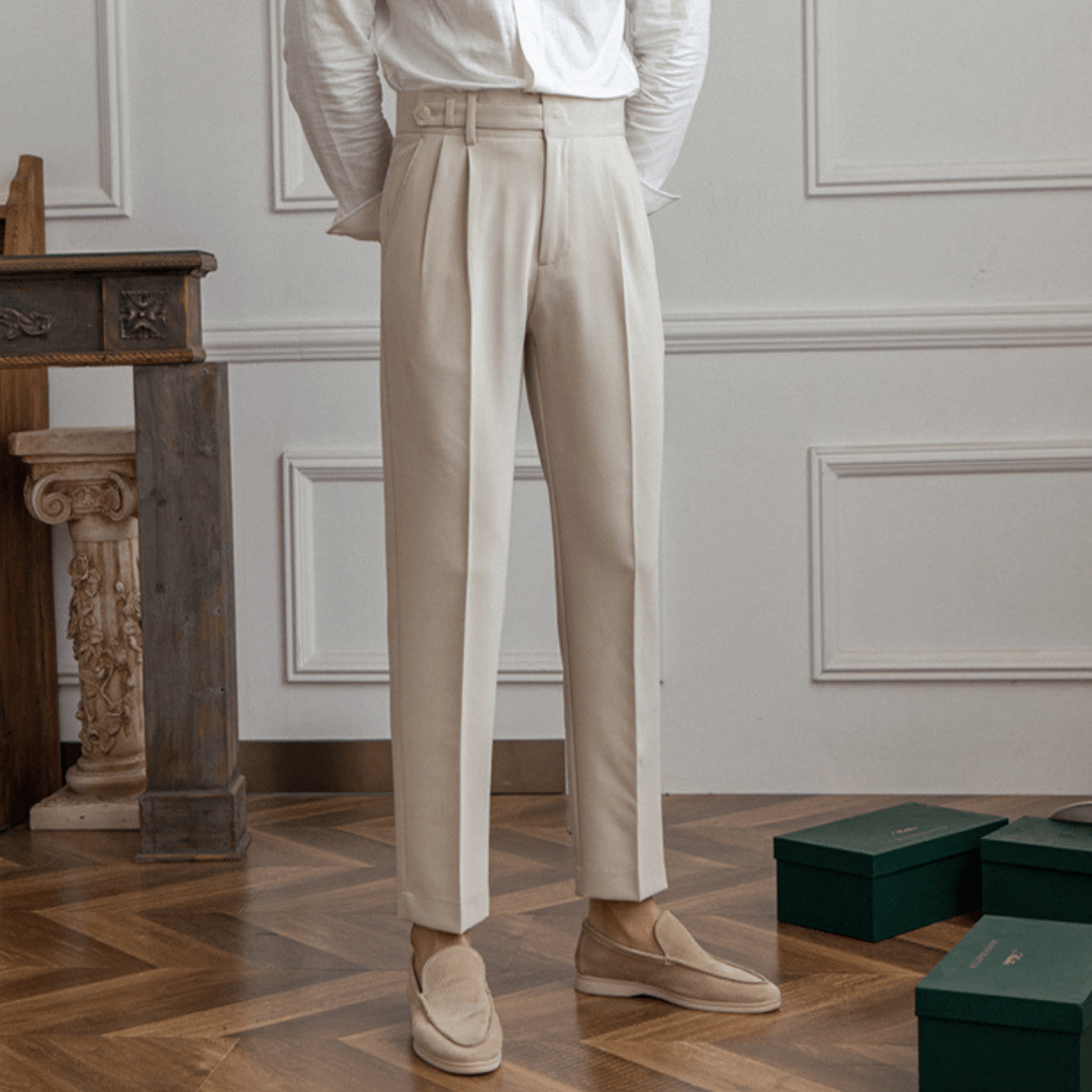 **Old Money Paris High Waist Pantalon - Confort et Style** Beige / XS 0