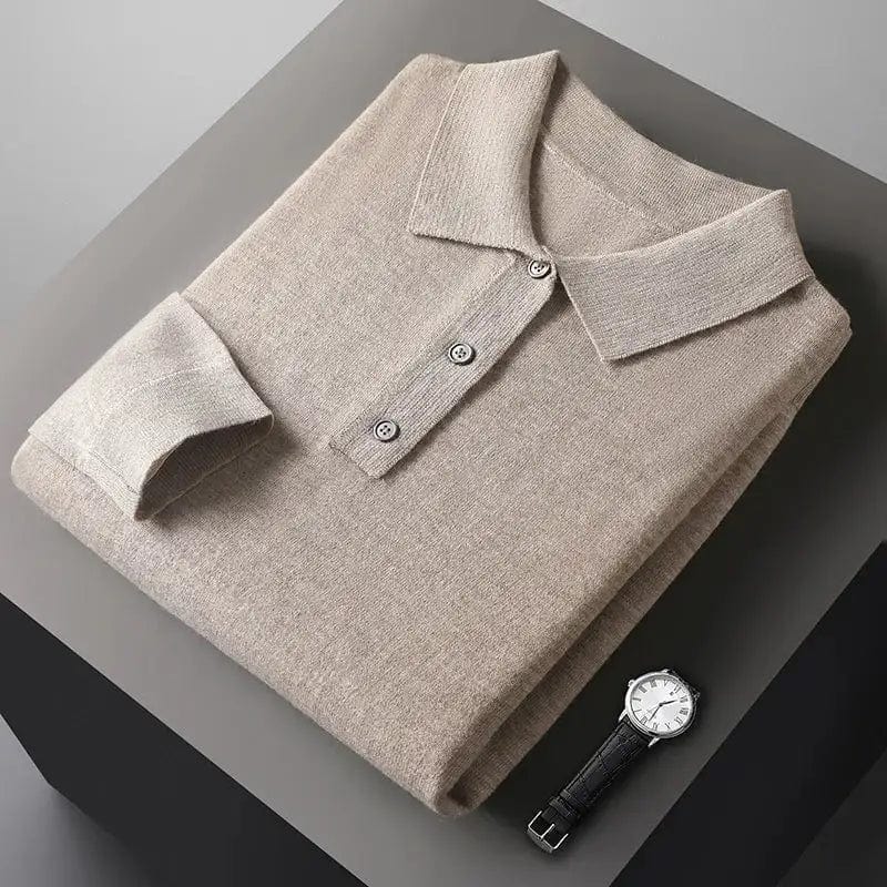 **Old Money Polo Homme 100% Cashmere - Luxe et Confort** S / Beige