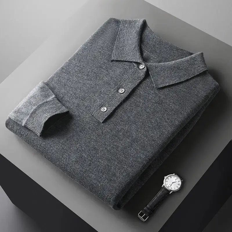 **Old Money Polo Homme 100% Cashmere - Luxe et Confort** S / Gray