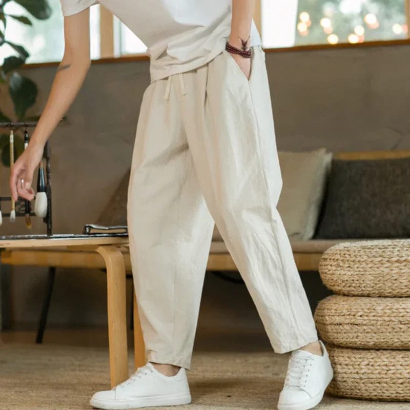 **Pantalon en coton Old Money Cancun - Confort et élégance** Beige / S