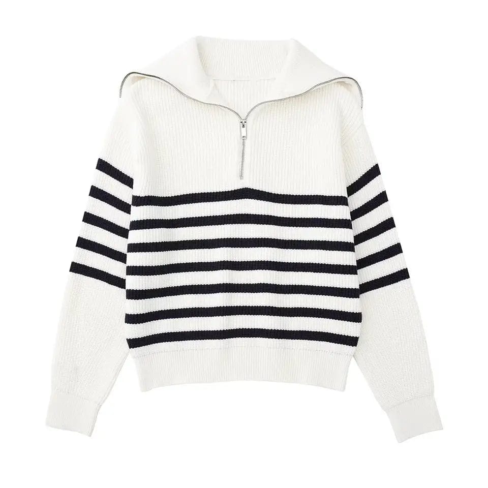 **Pull-over à rayures Old Money** S / White Striped