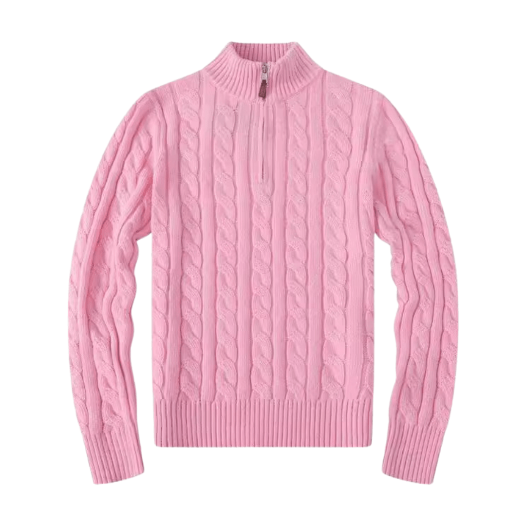 **Pull-over Old Money pour femmes - Verbier à zip** Pink / S