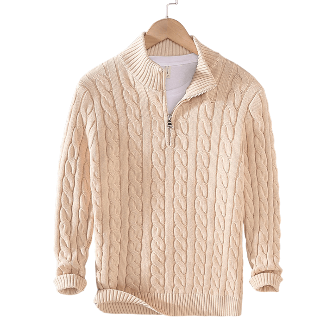 **Pull-over Old Money Verbier à fermeture éclair** Beige / S